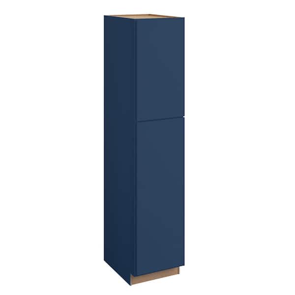 Home Decorators Collection Hargrove 18 in. W x 21 in. D x 84 in. H Assembled Plywood Vanity Linen Bath Cabinet in Vessel Blue with Soft Close RH
