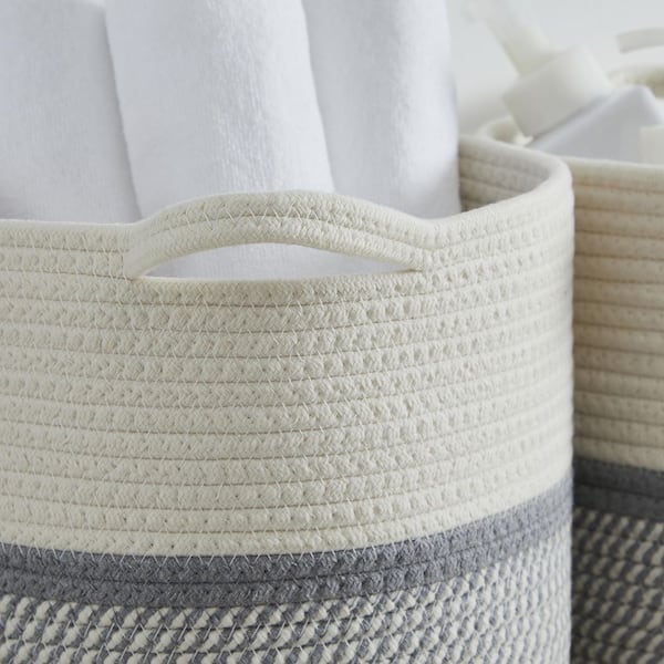 https://images.thdstatic.com/productImages/6ecf44fe-628b-4b65-b02a-1d86877180a3/svn/white-gray-storage-baskets-3pk-cot-rope-11x11-white-gray-1f_600.jpg