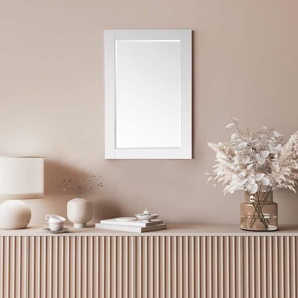 Altair Ivy 24 in. W x 36 in. H Rectangular Wood Framed Wall Bathroom Vanity Mirror in White
