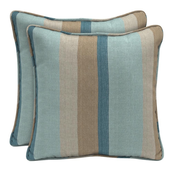 Home Decorators Collection 17 in. x 17 in. Sunbrella Gateway Mist Square Outdoor Throw Pillow (2-Pack)