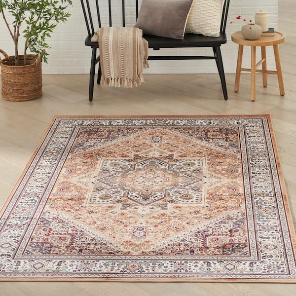 Vintage Home Gold 5 ft. x 7 ft. Center medallion Traditional Area Rug