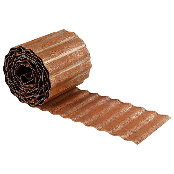 6 in. x 40 ft. Corrugated Metal Garden Edging Easy to Install Landscape for Garden Fence Paver Edging, Rusty