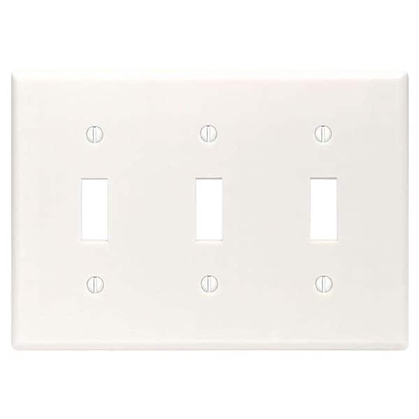 Leviton White 3 Gang Toggle Wall Plate, 3 Light Switch Cover White