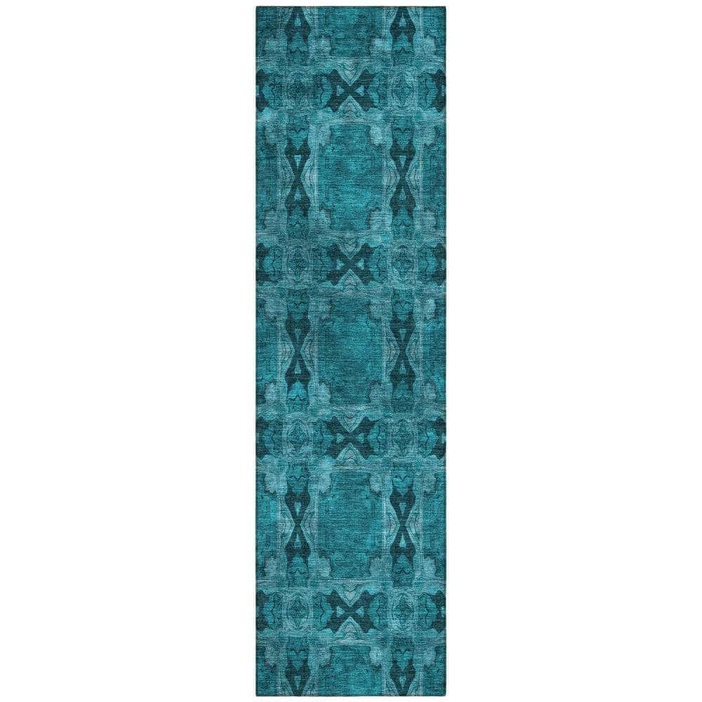 Chantille ACN564 Teal 2 ft. 3 in. x 7 ft. 6 in. Machine Washable Indoor/Outdoor Geometric Runner Rug price history on PriceWatchPro