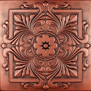 Victorian Antique Copper 1.6 ft. x 1.6 ft. Decorative Foam Glue Up Ceiling Tile (21.6 sq. ft./case)