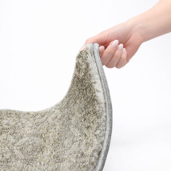 Dream Shag Premium Machine Washable Abstract ADS574 Gray 8 ft. x 8 ft. Round Rug
