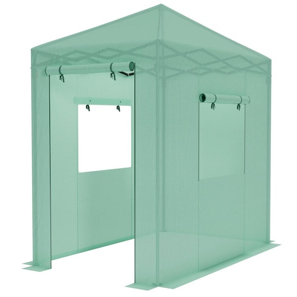 4 ft. W x 6 ft. D Collapsible Metal Walk-In Greenhouse, Green