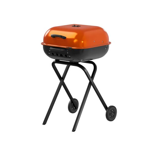 Americana Walk-A-Bout Portable Charcoal Grill in Orange