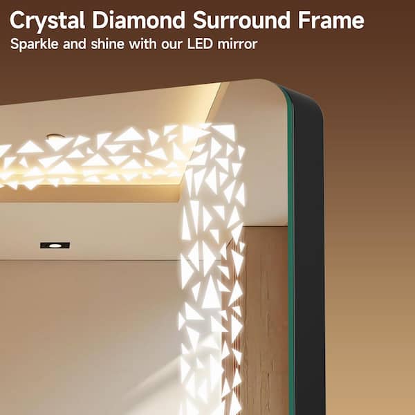 Vosuja 16 in. W x 56 in. H LED Full-Length Black Frame