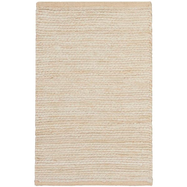 Natural Jute Ivory 2 ft. x 3 ft. All-Over Design Contemporary Area Rug