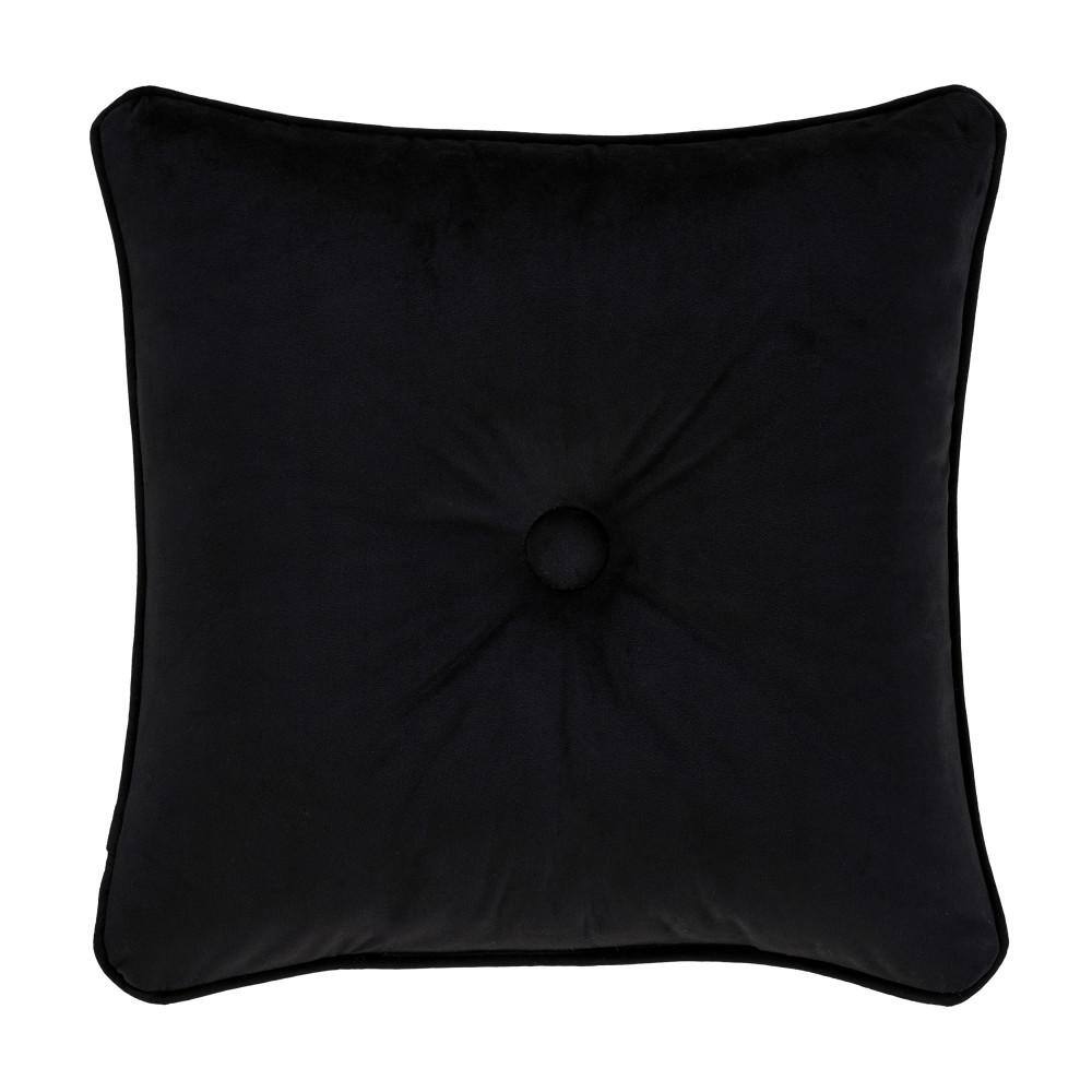 Victorino Black Velvet Embroidered Square Throw Pillow
