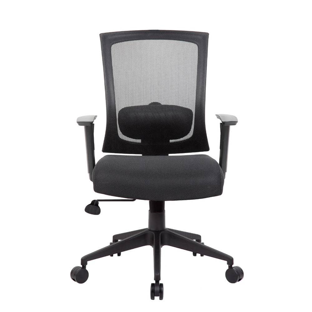 Black Mesh Back and Seat Cushions Black Base Lumbar Support Adjustable Arms Pneumatic Lift Executive Task Chair - Thumbnail 4