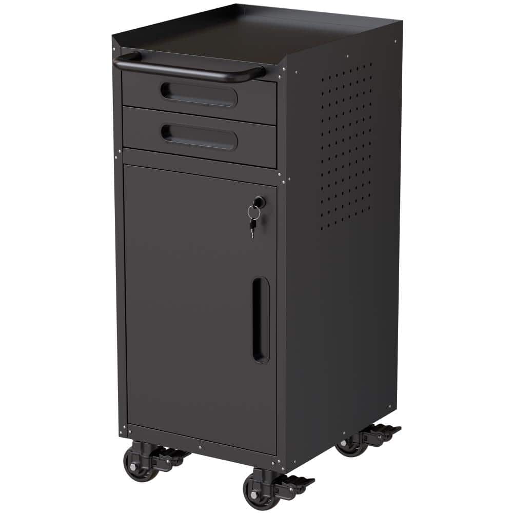 "34.3"" Narrow Rolling Metal Tool Cabinet with Lockable Door & 2 Drawers, Space-Saving Slim Storage Cabinet with Large Han" price history on PriceWatchPro