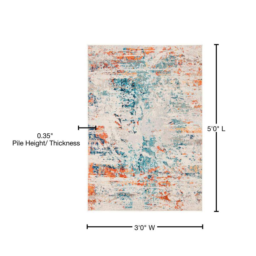 Madison Blue and Orange Flat Woven Synthetic Area Rug