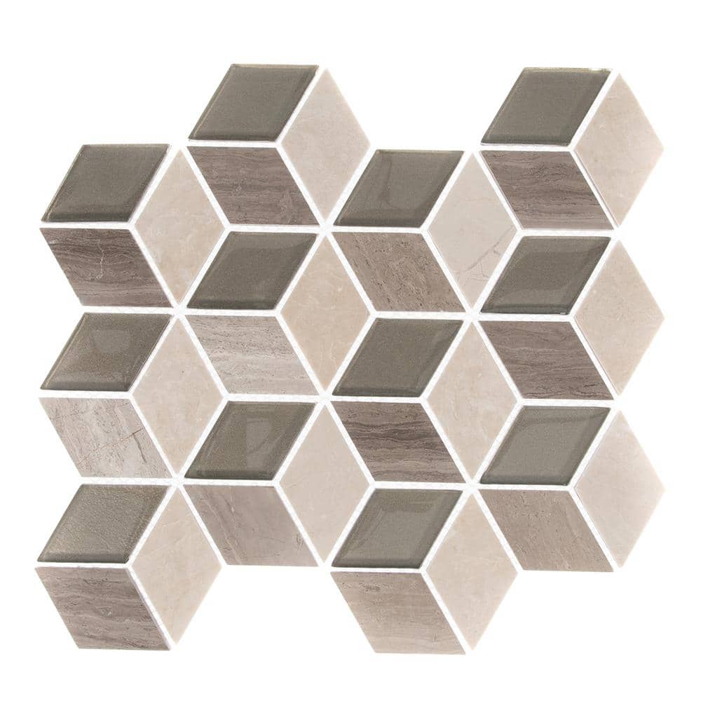Blended Nature Bronze Pyrite 9.75 in. x 11.12 in. Geometric Glossy Natural 