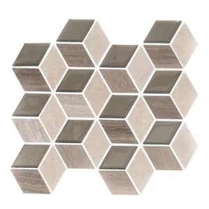 Blended Nature Bronze Pyrite 9.75 in. x 11.12 in. Geometric Glossy Natural Stone/Glass Mosaic (0.753 sq. ft./Each)