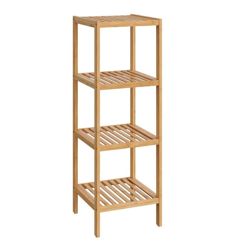 4-Tier Natural Wood Plant Stand (13 in. H W x 38.6 in. H