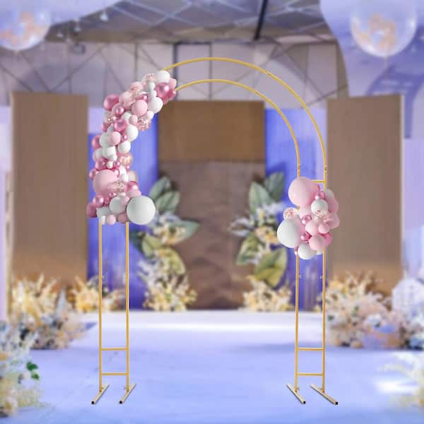 4.9*6.6 FT Wedding Welcome Sign Stand, Metal Wedding Arch Ballon Frame Stand  for Wedding Party Decoration Gold 