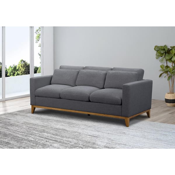 DEVON & CLAIRE Violetta 81.5-in Wide Straight Arm Mid-Century Modern Fabric Sofa in Gray Color
