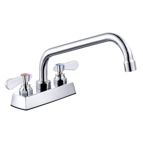 Brass Double Handle Standard Kitchen Faucet with Copper Valve, 10 in. Swivel Spout and 3-Aerators in Polished Chrome