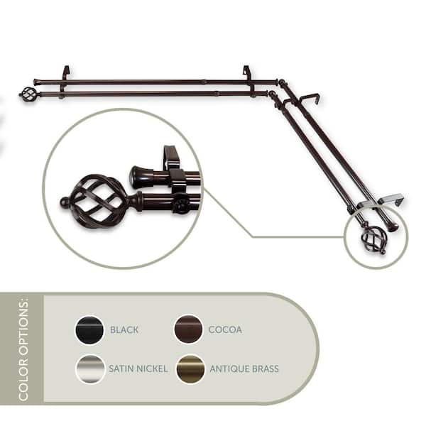 Rod Desyne Twist Corner Window 120 in. - 170 in., 13/16 in. Dia Double Curtain Rod in Cocoa