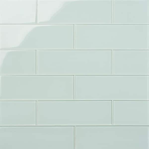 Ivy Hill Tile Contempo Seafoam 4 in. x 12 in. x 8mm Polished Glass Subway Wall Tile (1 sq. ft.) (15 pieces 5 sq.ft/Box)