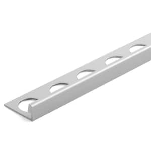 Aluminum L-Shaped Tile Edging Trim, Satin Silver, 3/8 in. x 98-1/2 in.