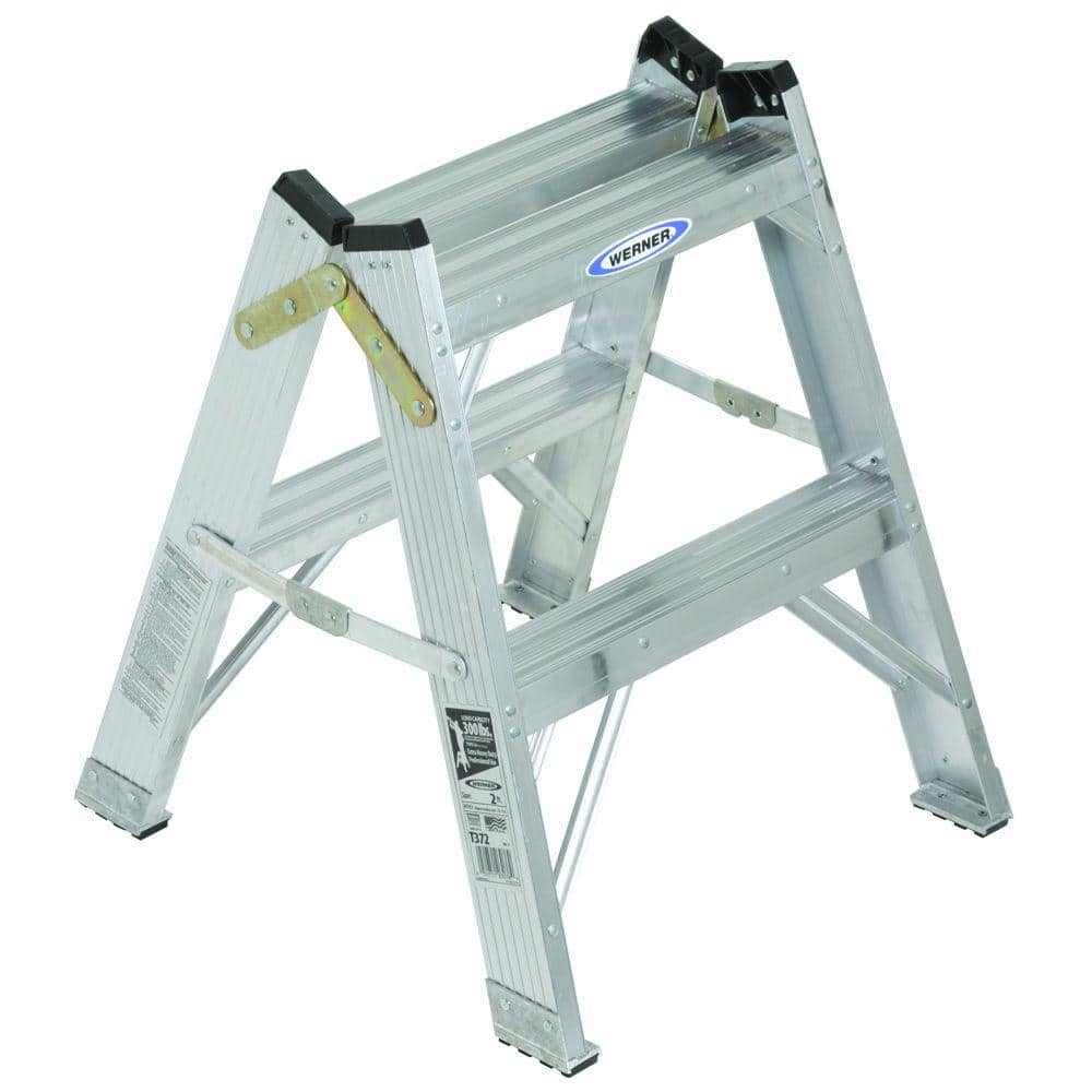 Werner 12 ft. Fiberglass Twin Step Ladder with 375 lb. Load Capacity Type  IAA Duty Rating T7412 - The Home Depot