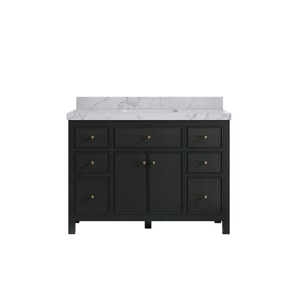 Willow Collections Sonoma 48 in. Single Sink Freestanding Dark Green Bath Vanity with Venatino Quartz Top Unassembled