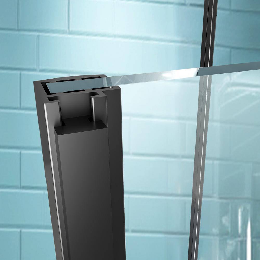 Matte Black Semi-Frameless Pivot Shower Door with Clear Glass