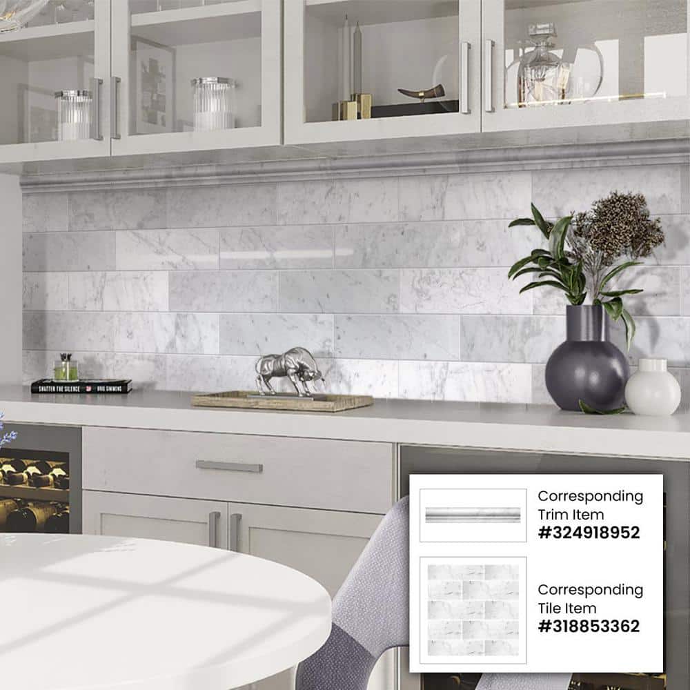 Apollo Gray and White Polished Marble 4x12 Subway Tile