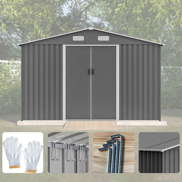 10 ft. W x 8 ft. D Metal Shed with Double Door (80 sq. ft. )