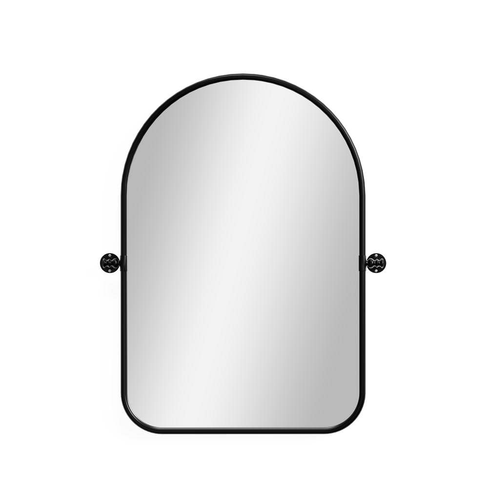 Black 24 in. W x 35 in. H Morden Right Angle Arched Mirror Wall-Mounted Mir