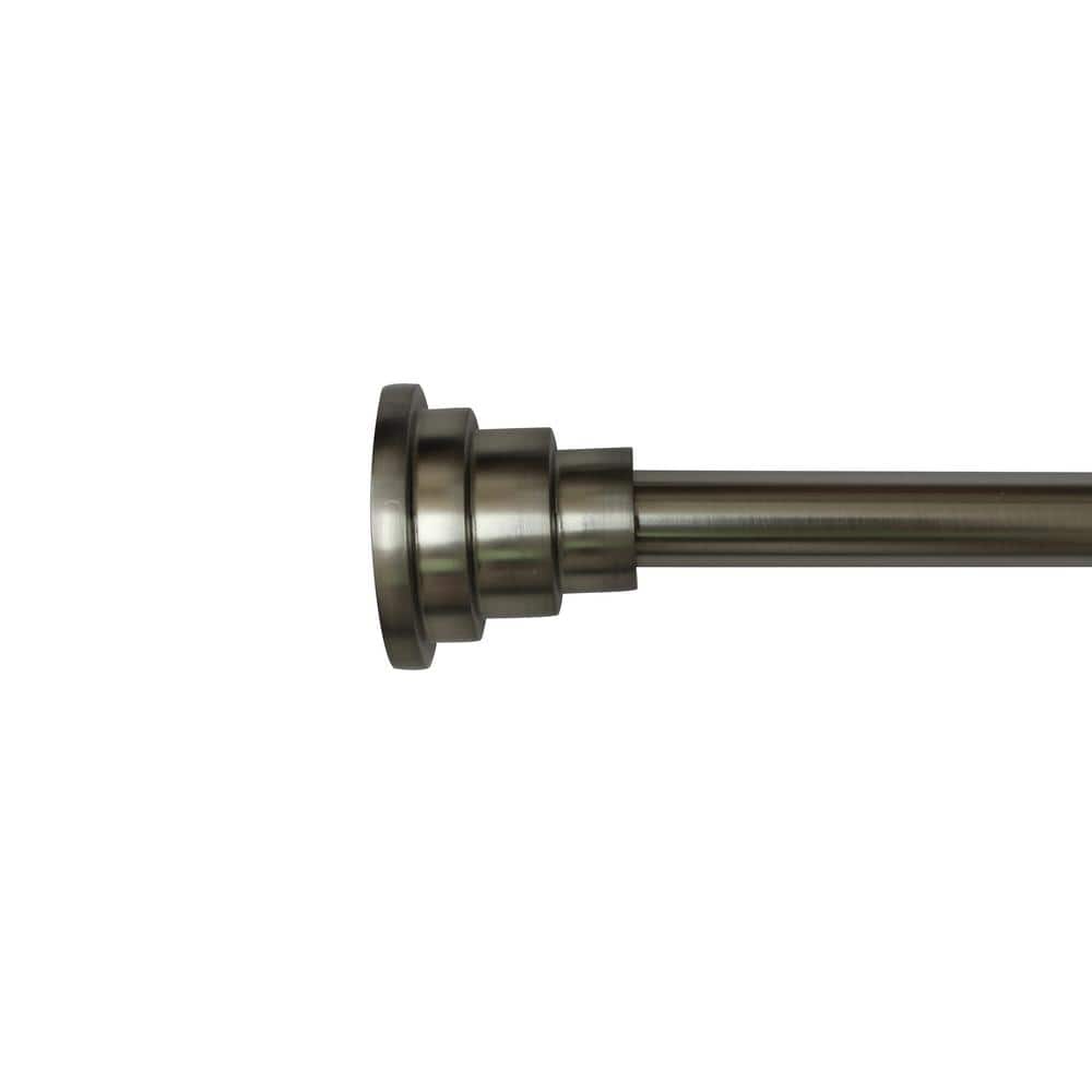36 in. - 72 in. Adjustable 1 in. Single Curtain Rod in Nickel with Stepped 