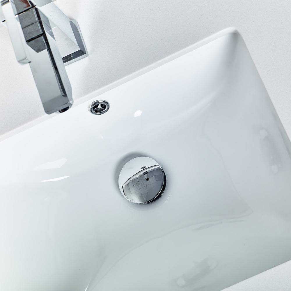 Manchester 42" White Quartz Stone Single Sink Vanity with Open Bottom Shelf