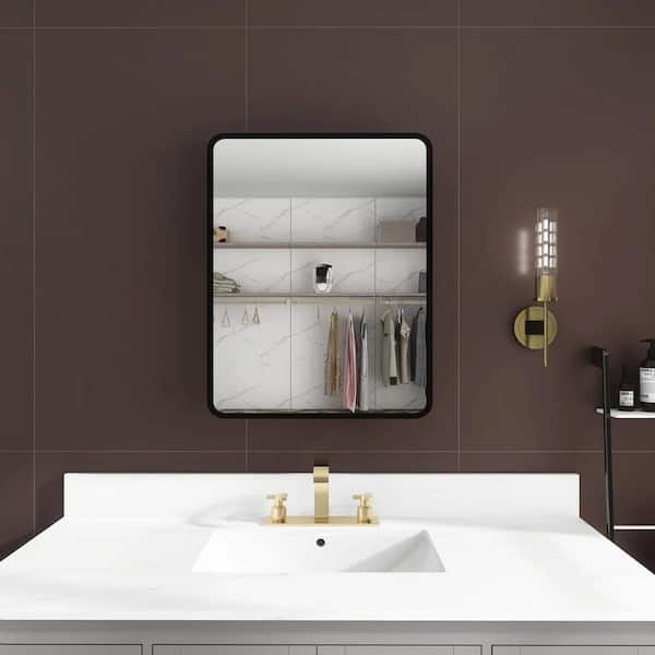 Boosicavelly 24 in. W x 30 in. H Rectangular Metal Medicine Cabinet with Mirror