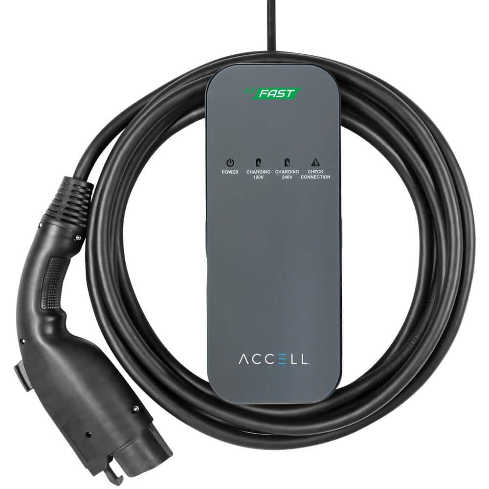 Accell AxFAST Dual-Voltage Portable Electric Vehicle Charger (EVSE) Level 2   - The Home Depot