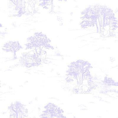 Disney 56 sq.ft. Purple Pastel Classic Pooh Toile Wallpaper-DISCONTINUED