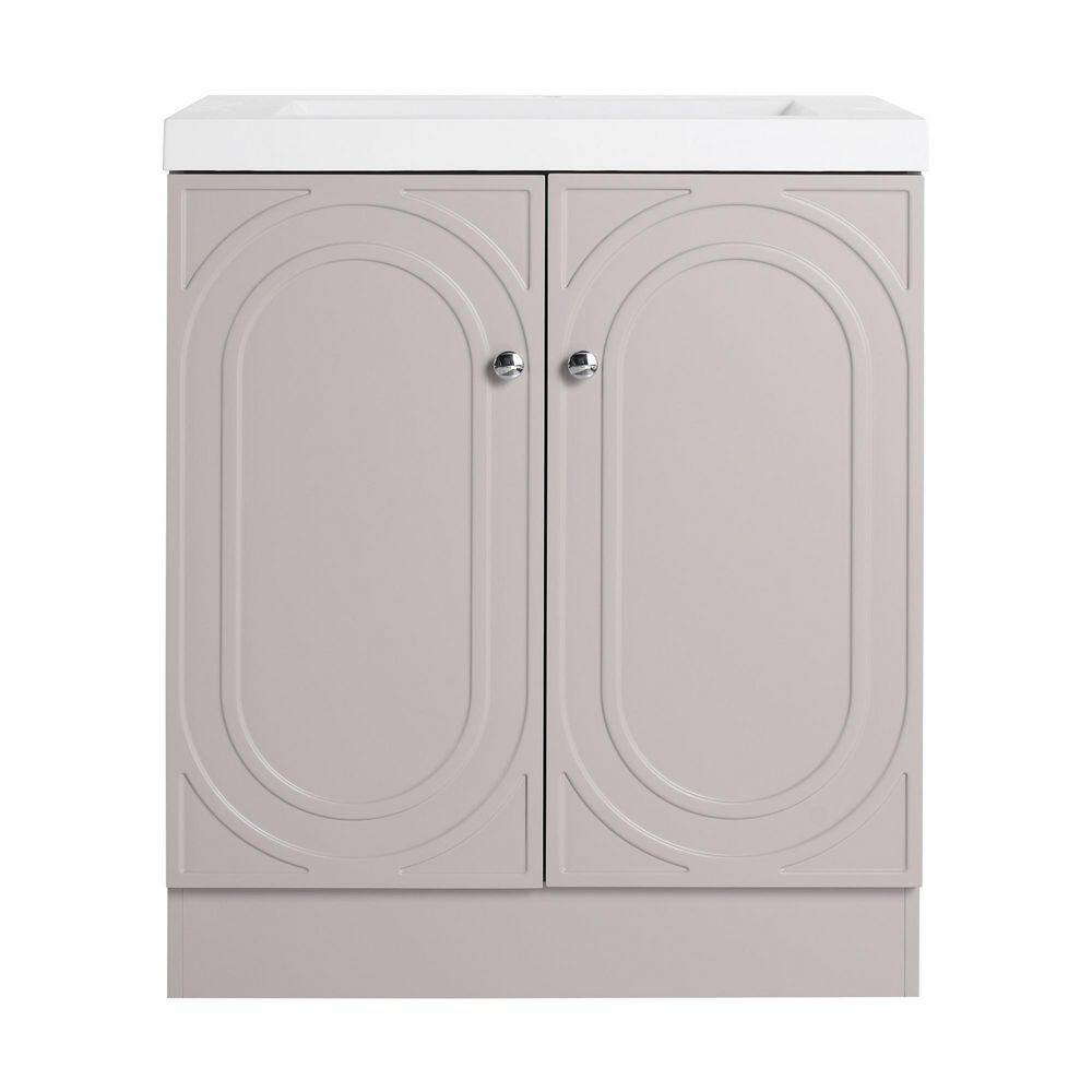 29.5 in. Single Sink Freestanding Khaki Bath Vanity with White Resin Top and 2-Door Storage Cabinet Unassembled price history on PriceWatchPro