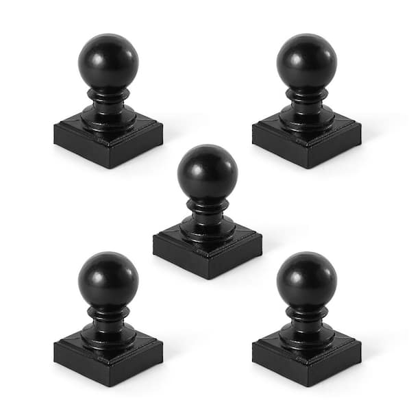 Rust-Resistant 2 in. x 2 in. Metal Decorative Contemporary Ball Top Fence Post Cap (5-Pack)
