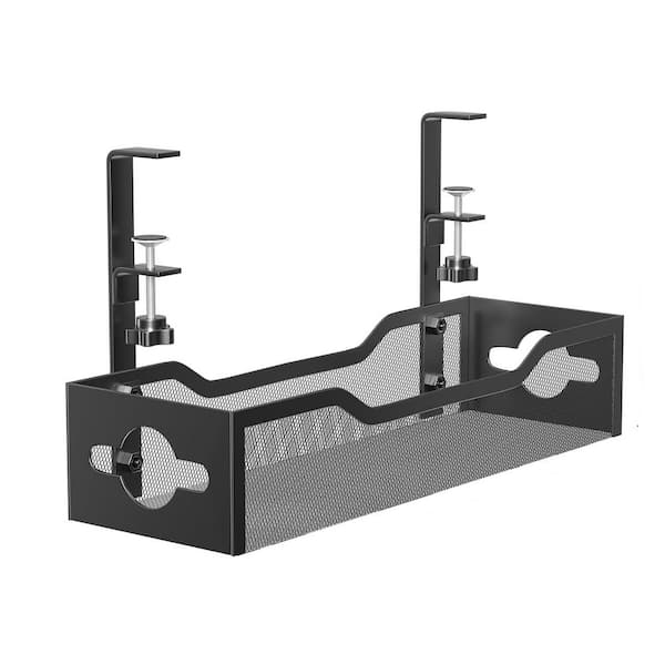 2 ft. 18-Gauge 2-Conductor 120-Volt Black Metal Mesh Wire Cord with Clamp Mount for Home Office Desk