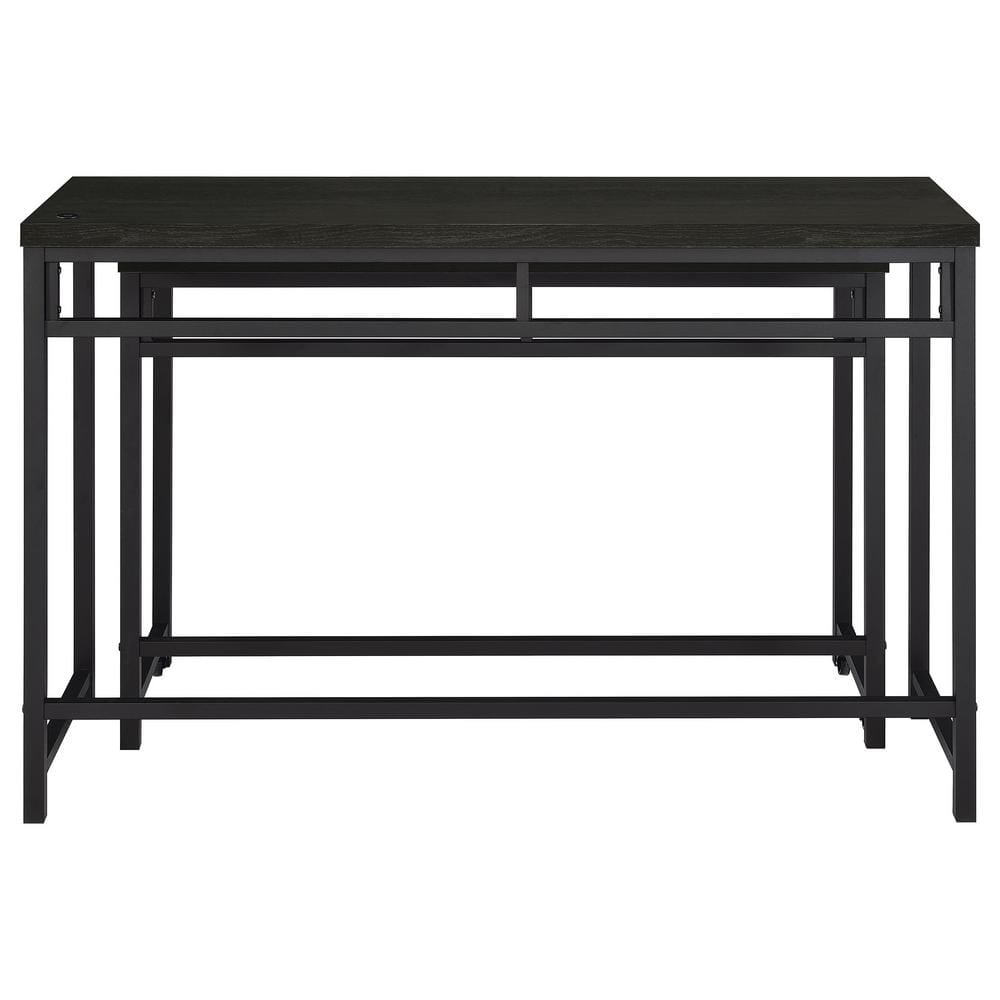 Black Faux Leather and MDF Rectangular Pub Set with 2 Chairs