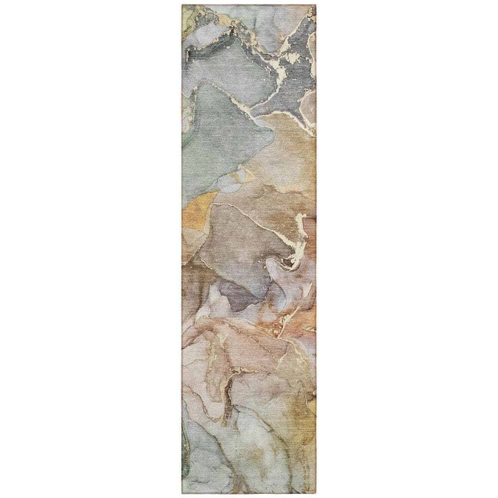 Gray and Gold 2 ft. x 7 ft. Abstract Indoor/Outdoor Area Rug price history on PriceWatchPro