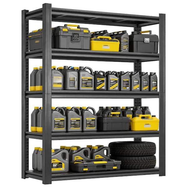5-Tier Heavy Duty Steel Adjustable Garage Storage Shelving Unit in Black (47.2 in. W x 78 in. H x 18 in. D)