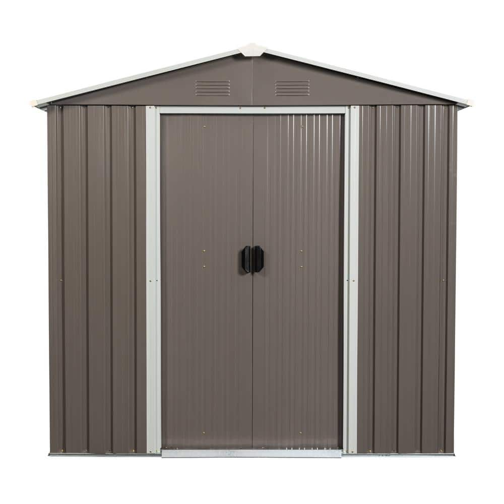 6.36 ft. W x 4.3 ft. D Outdoor Metal Storage Shed Gray with Double Door ...