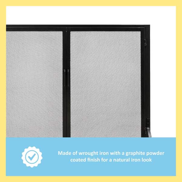 33 in. Tall Graphite 1-Panel Classic Flat Fireplace Screen with Doors