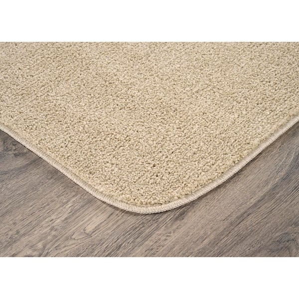 Gramercy 20 in. x 34 in. Champagne Beige Solid Color Plush Polypropylene Rectangle Bath Rug