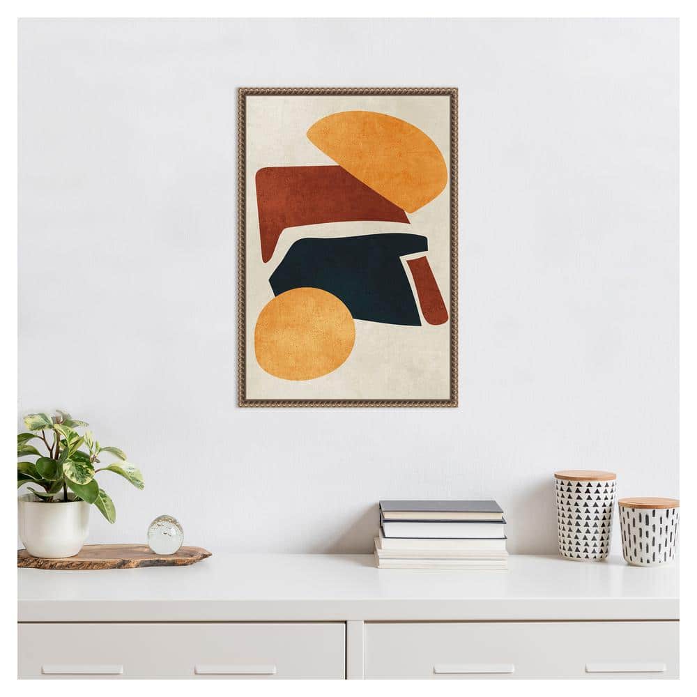 Earth Tone Abstract Canvas Art with Beaded Frame