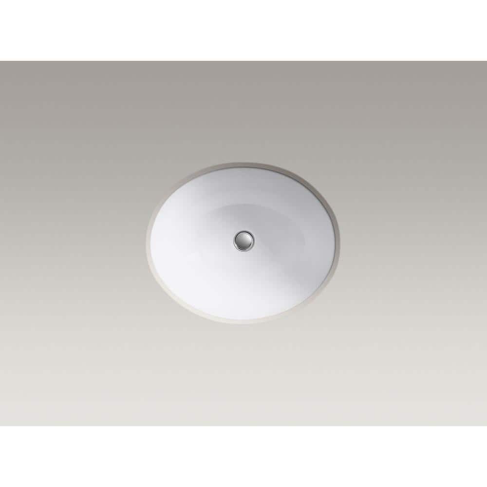 White Ceramic Oval Undermount Bathroom Sink