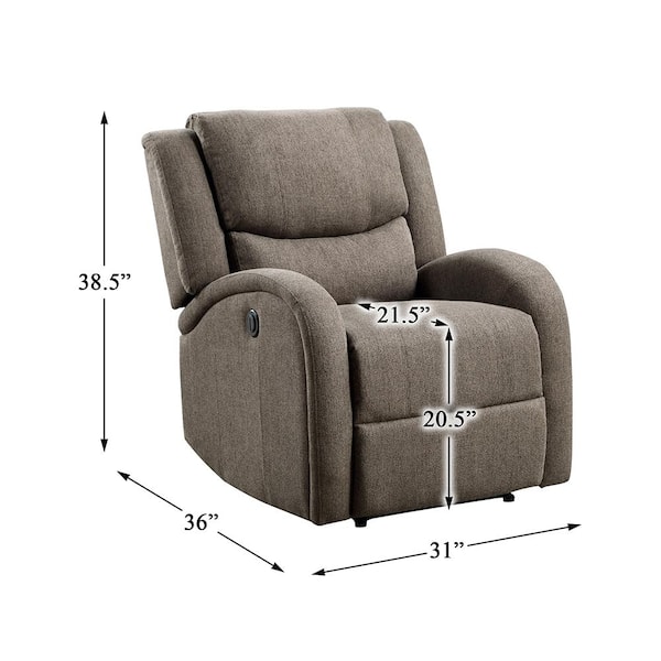 Lazzara Geoffery Brown Chenille Upholstered Power Recliner 9316BR